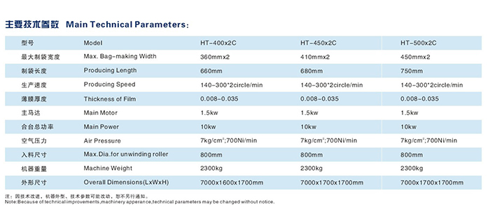 HT-400x2C/450x2C/500x2C制袋机